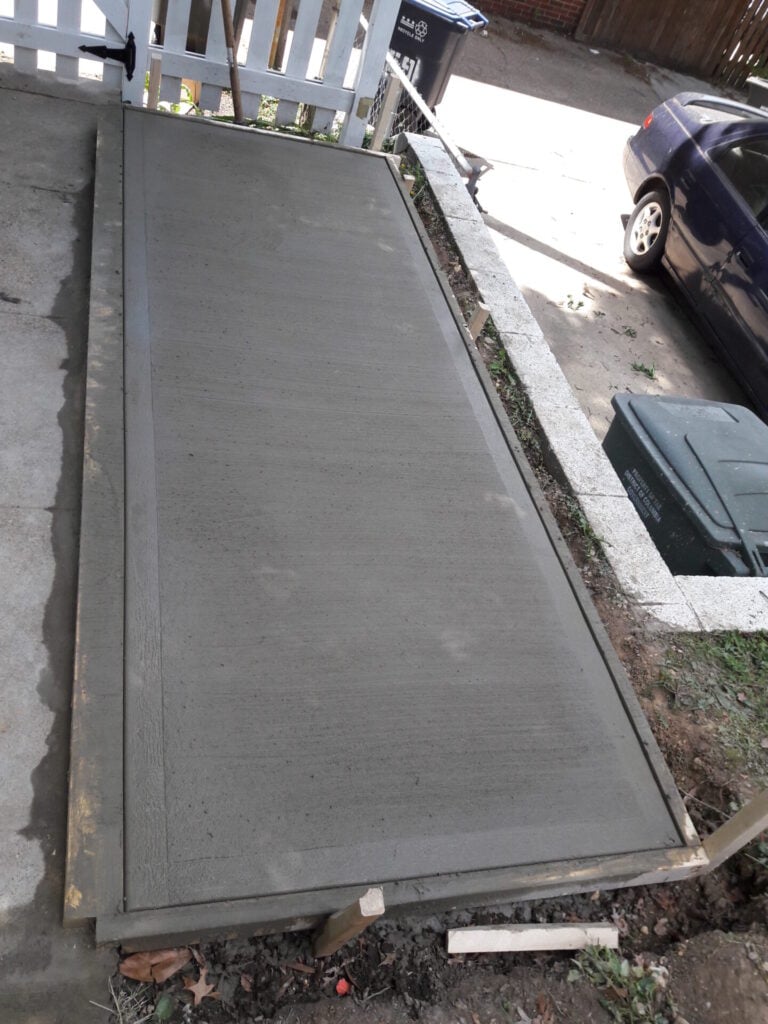 Broom finished cast in place concrete slab