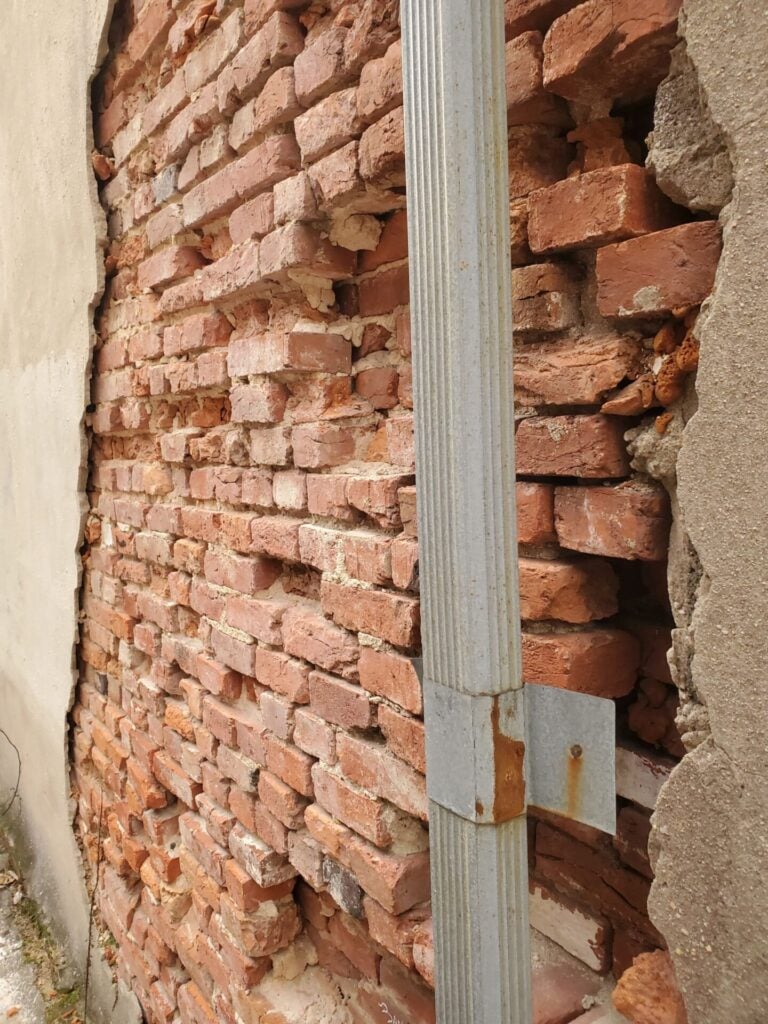 concentrated deterioration of brick and mortar