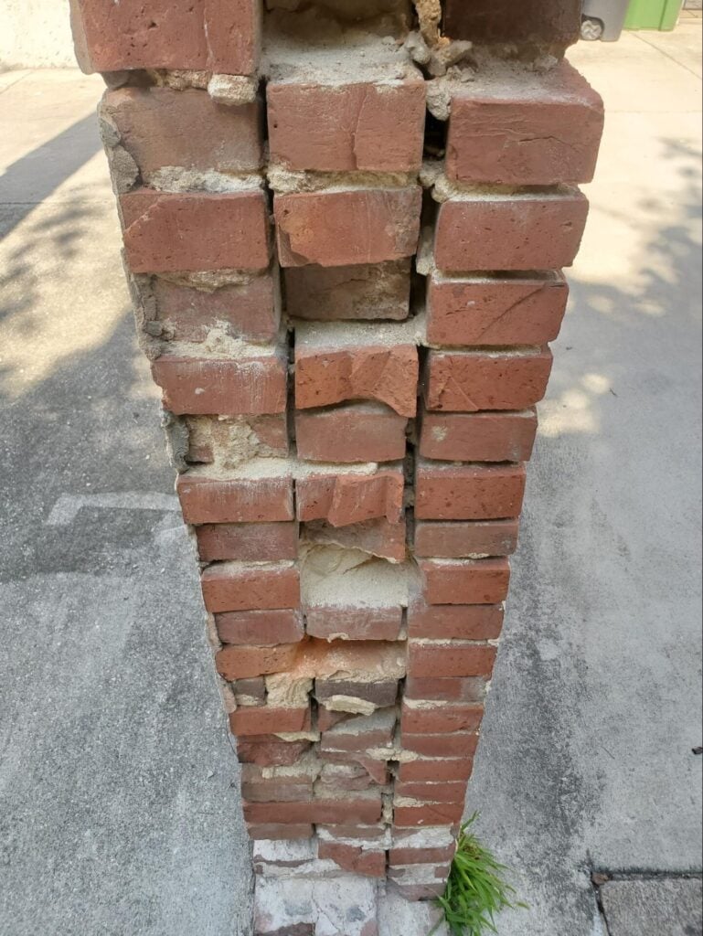 Structural Rigidity In A Historic Brick Wall 2 triple wythe screen