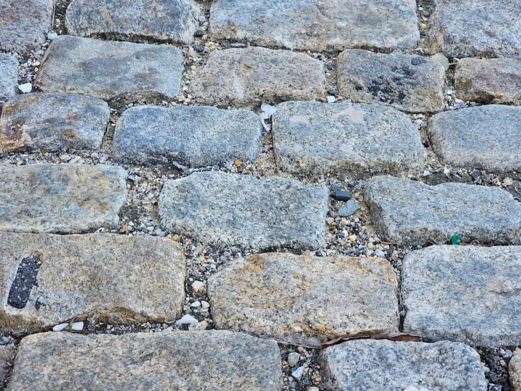 cobblestone streets are made from granite