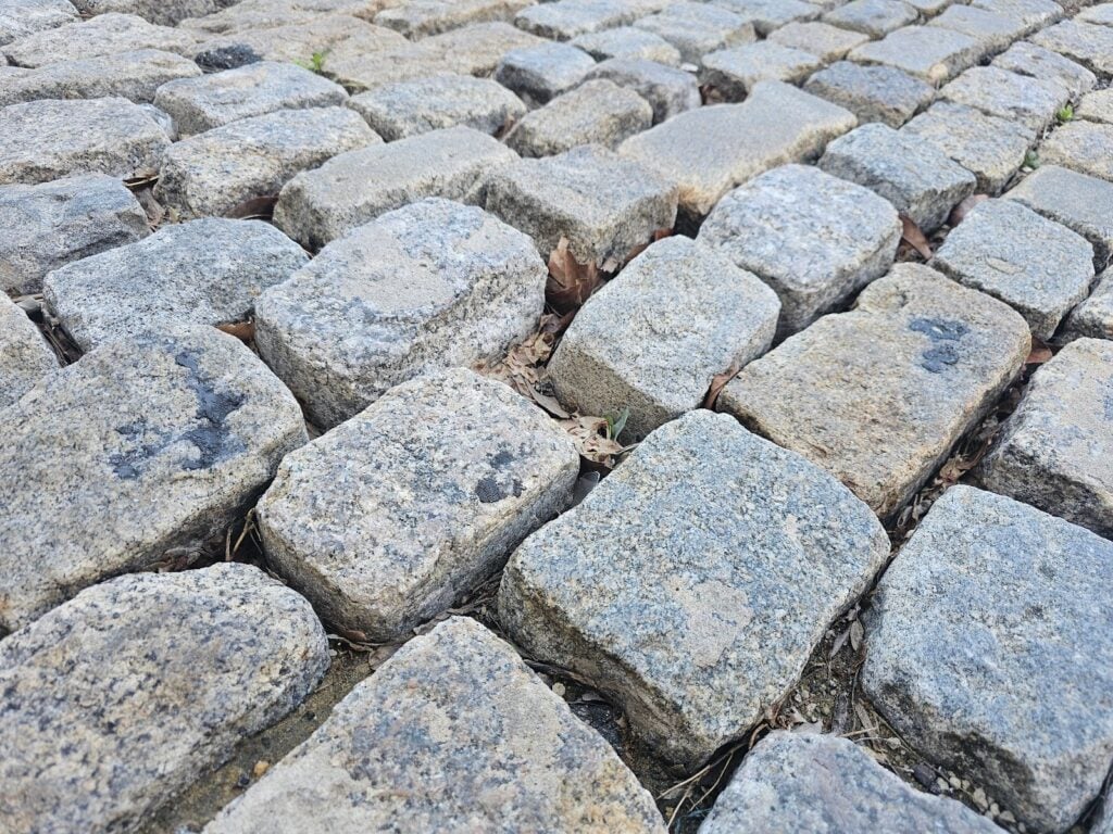 space and open gaps around or between each of the stones