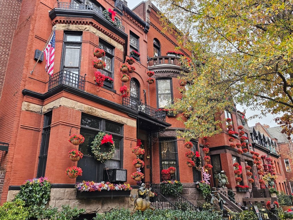 Close-up of decorative planters mounted on an old masonry wall