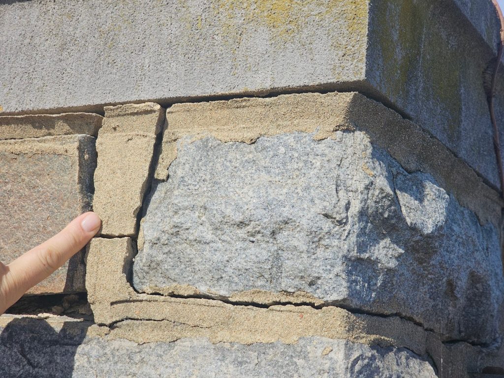 Deteriorated Mortar at a Stone Fence Post - Part II 1 Deteriorated Mortar at a Stone Fence Post - Part II