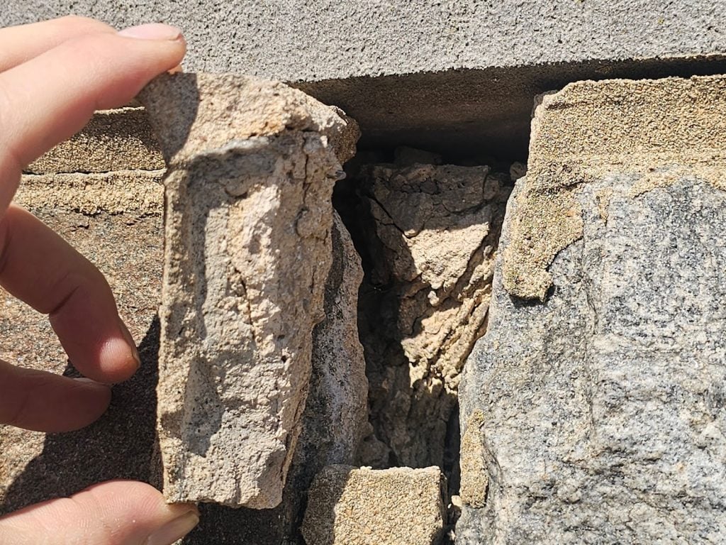 Deteriorated Mortar at a Stone Fence Post - Part II 2 mortar has also deteriorated