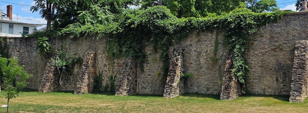 wide edges of this massive retaining wall