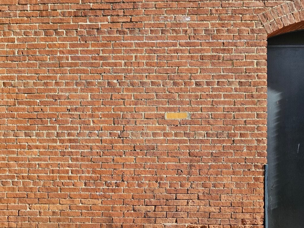 Poorly Matching Brick Replacement 2 Poorly matched brick replacement showing color mismatch in exterior wall in Washington DC