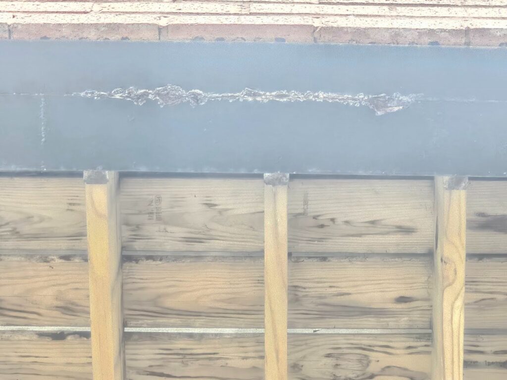 area of oxidation at the underside of this beam assembly