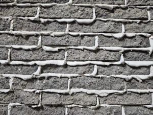Extruded mortar joints showing finished masonry construction